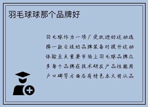 羽毛球球那个品牌好